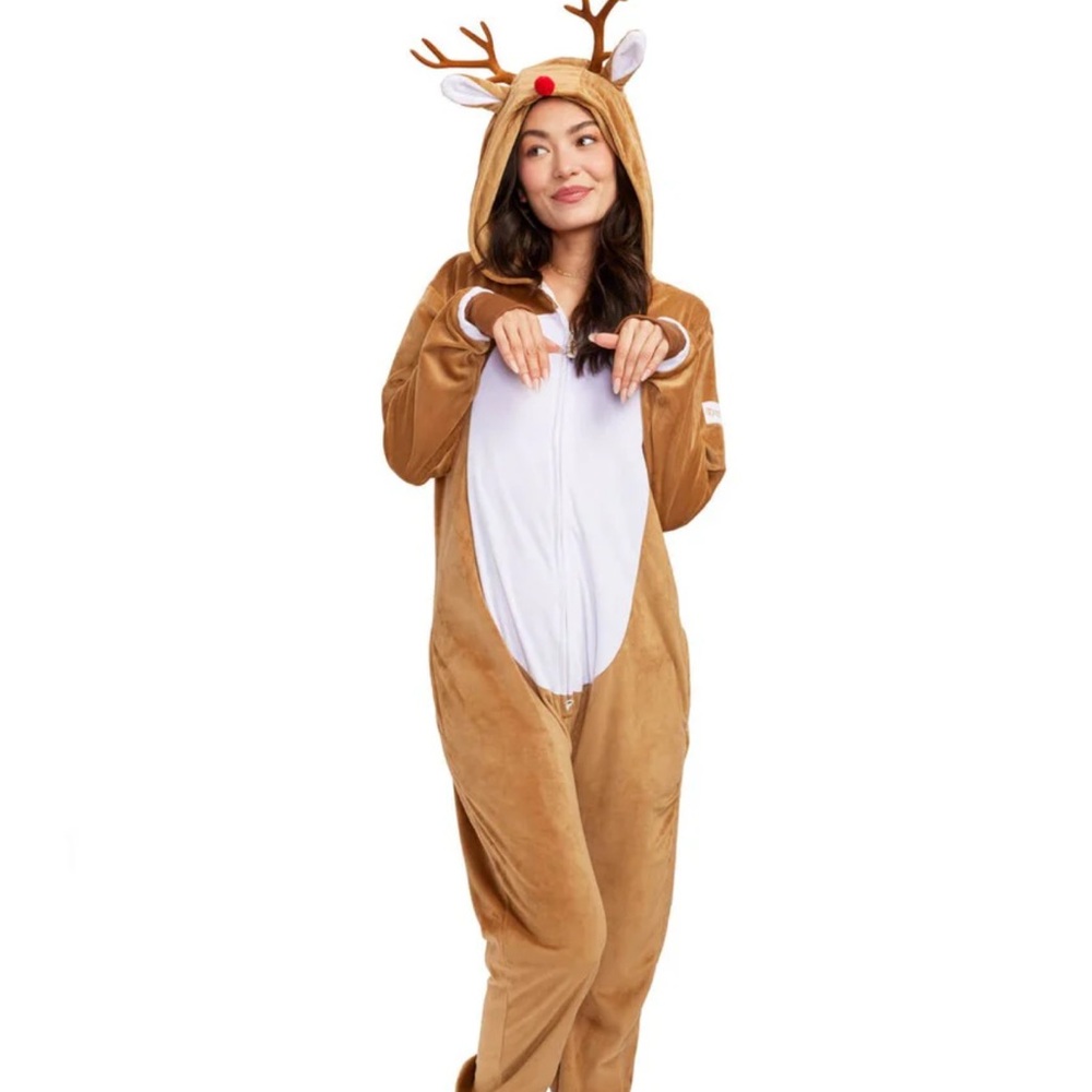 Tipsy Elves Reindeer Costume WOMEN'S RUDOLPH JUMPSUIT Halloween Christmas Medium